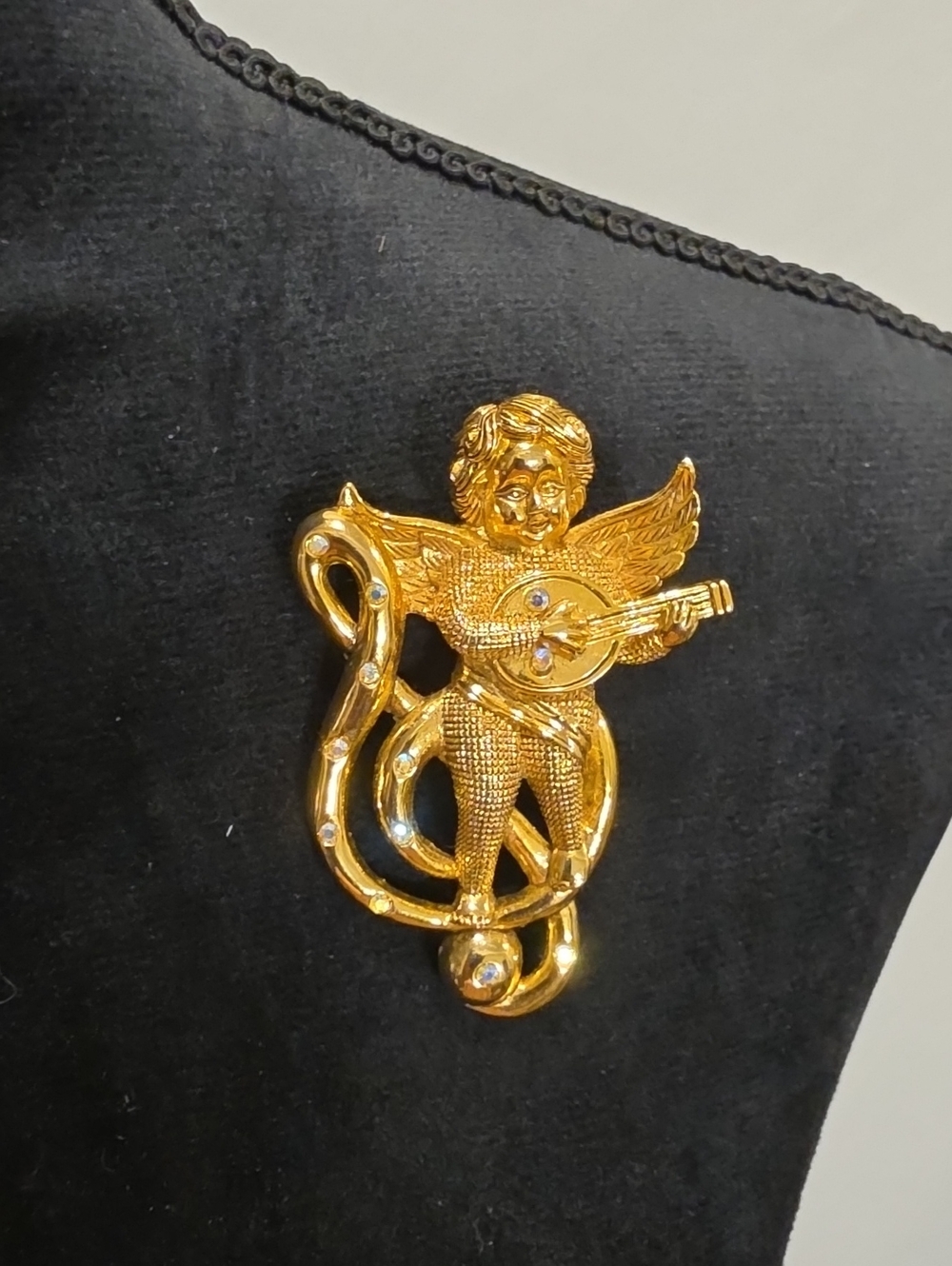 Gold Tone Cherub Brooch Pin - Men Accessories